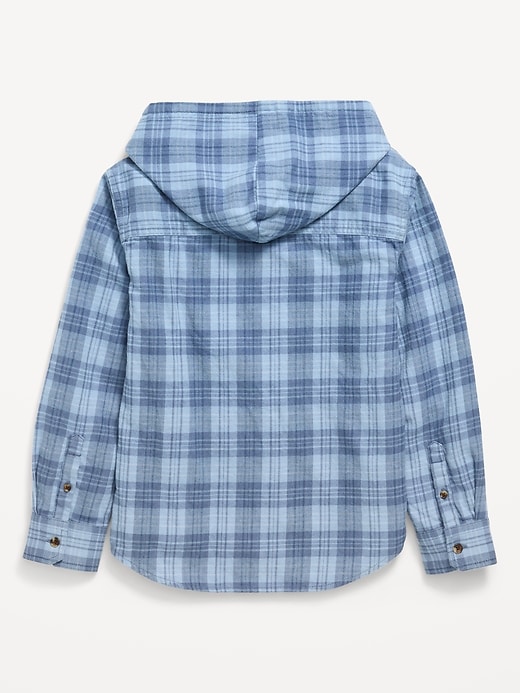 Image number 2 showing, Long-Sleeve Plaid Flannel Hooded Shirt for Boys