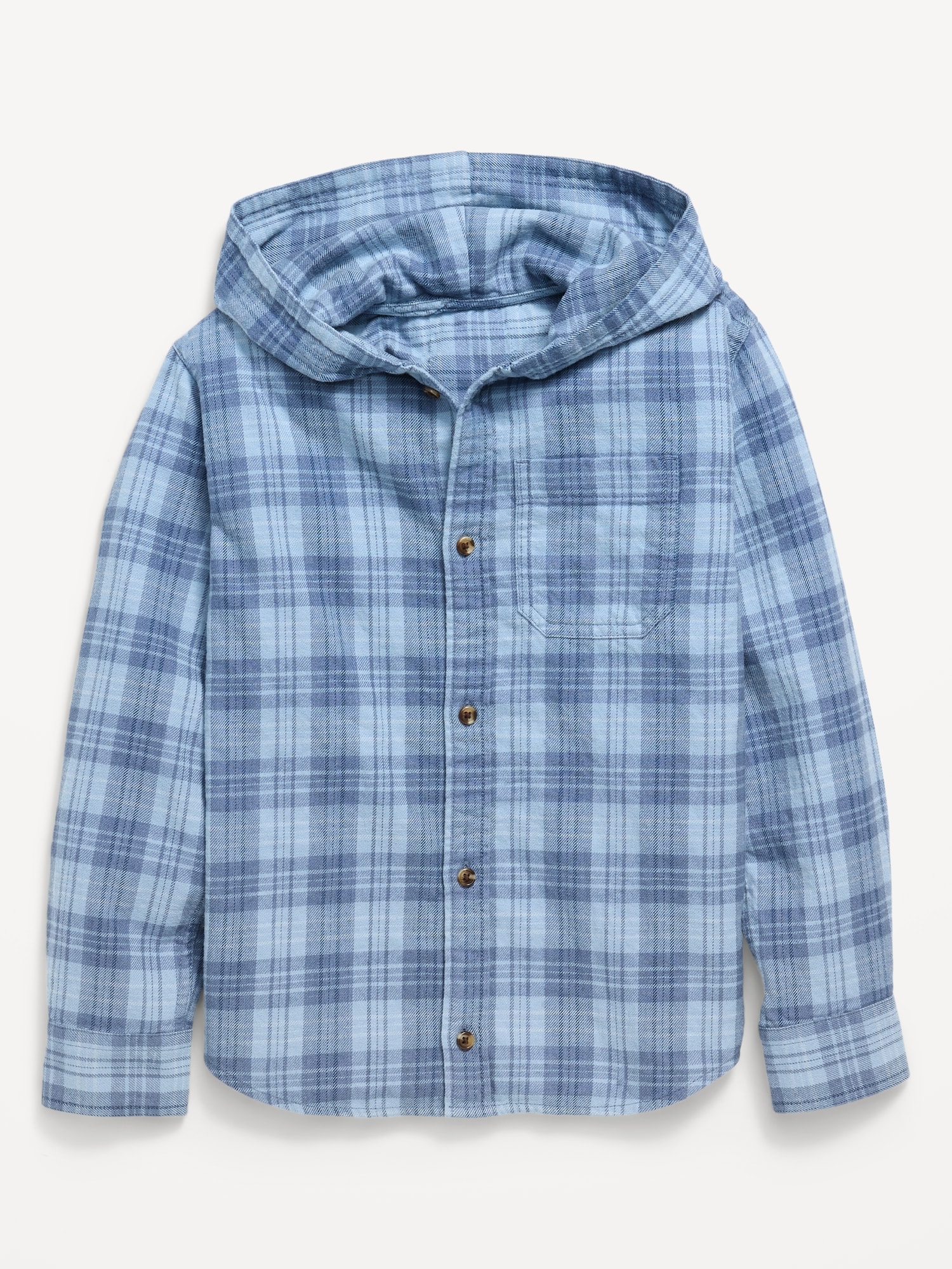 Long-Sleeve Plaid Flannel Hooded Shirt for Boys