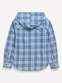 Image number 2 showing, Long-Sleeve Plaid Flannel Hooded Shirt for Boys
