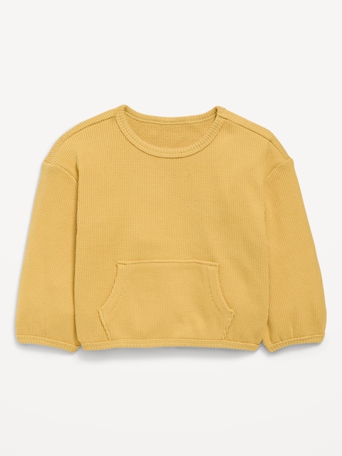 Long-Sleeve Waffle-Knit Pocket Sweatshirt for Baby