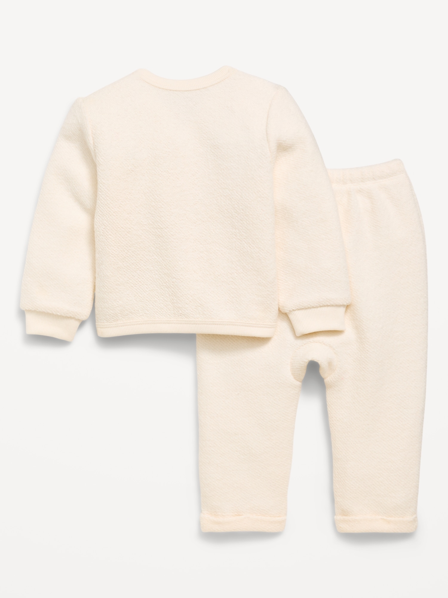 Long-Sleeve Button Front Fleece Top and Pants Set for Baby