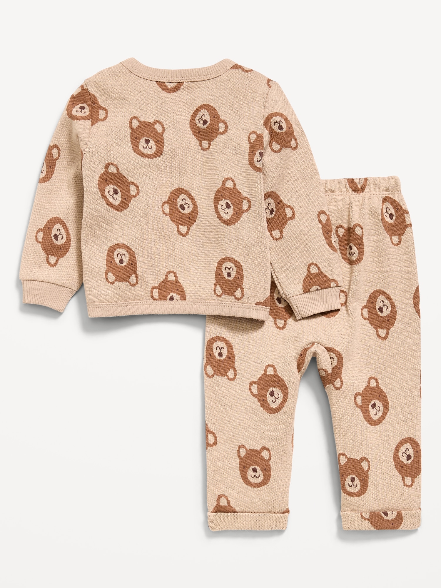 Printed Long-Sleeve Button-Front Top and Pants Set for Baby