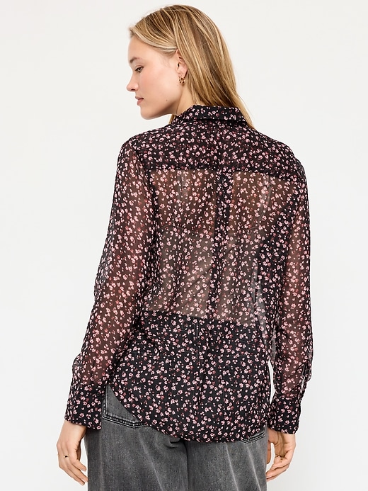 Image number 6 showing, Airy Long-Sleeve Button-Down Top