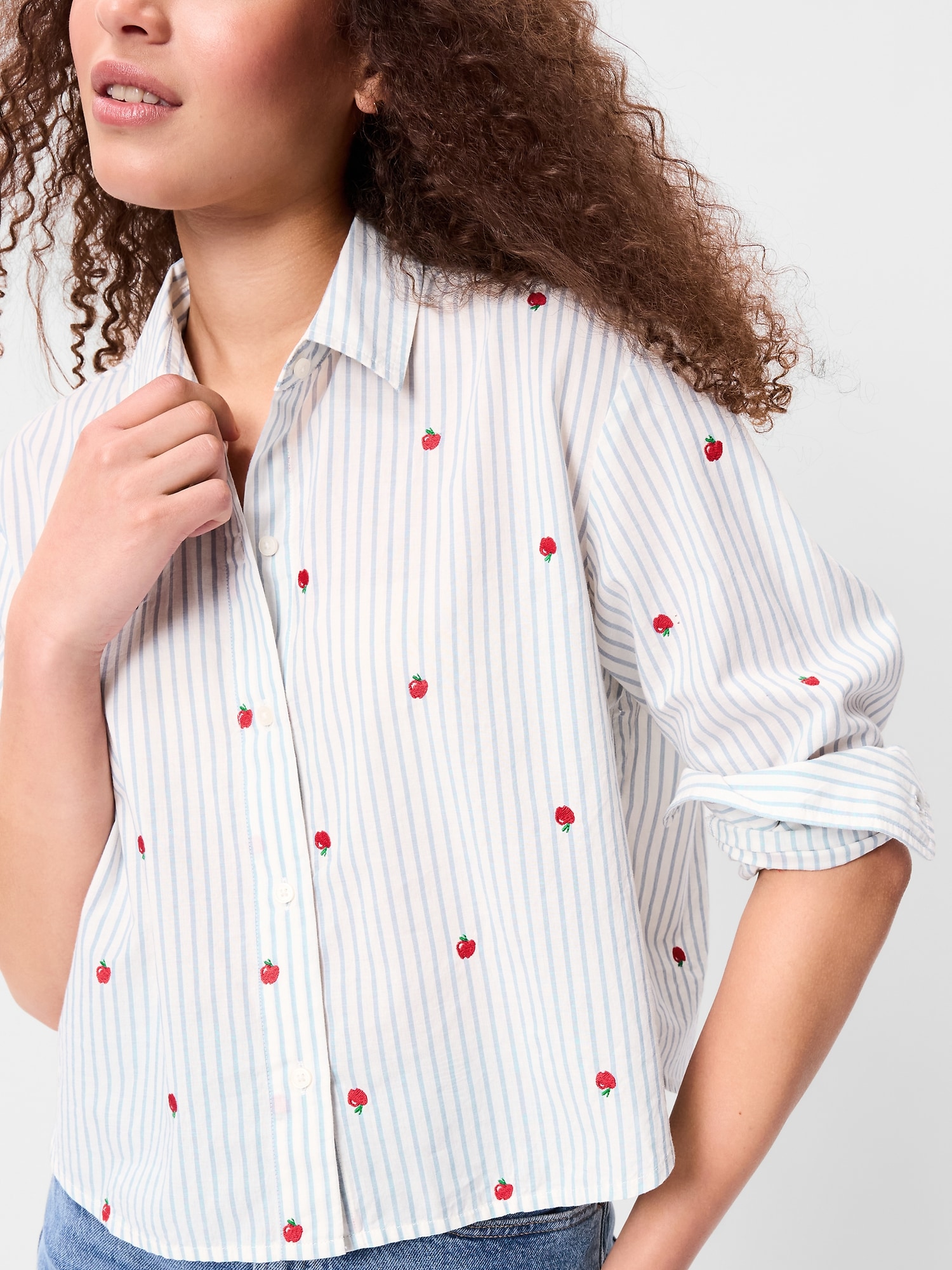 Cropped Button-Down Shirt