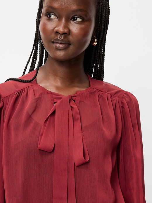 Image number 4 showing, Long-Sleeve Chiffon Tie-Front Top