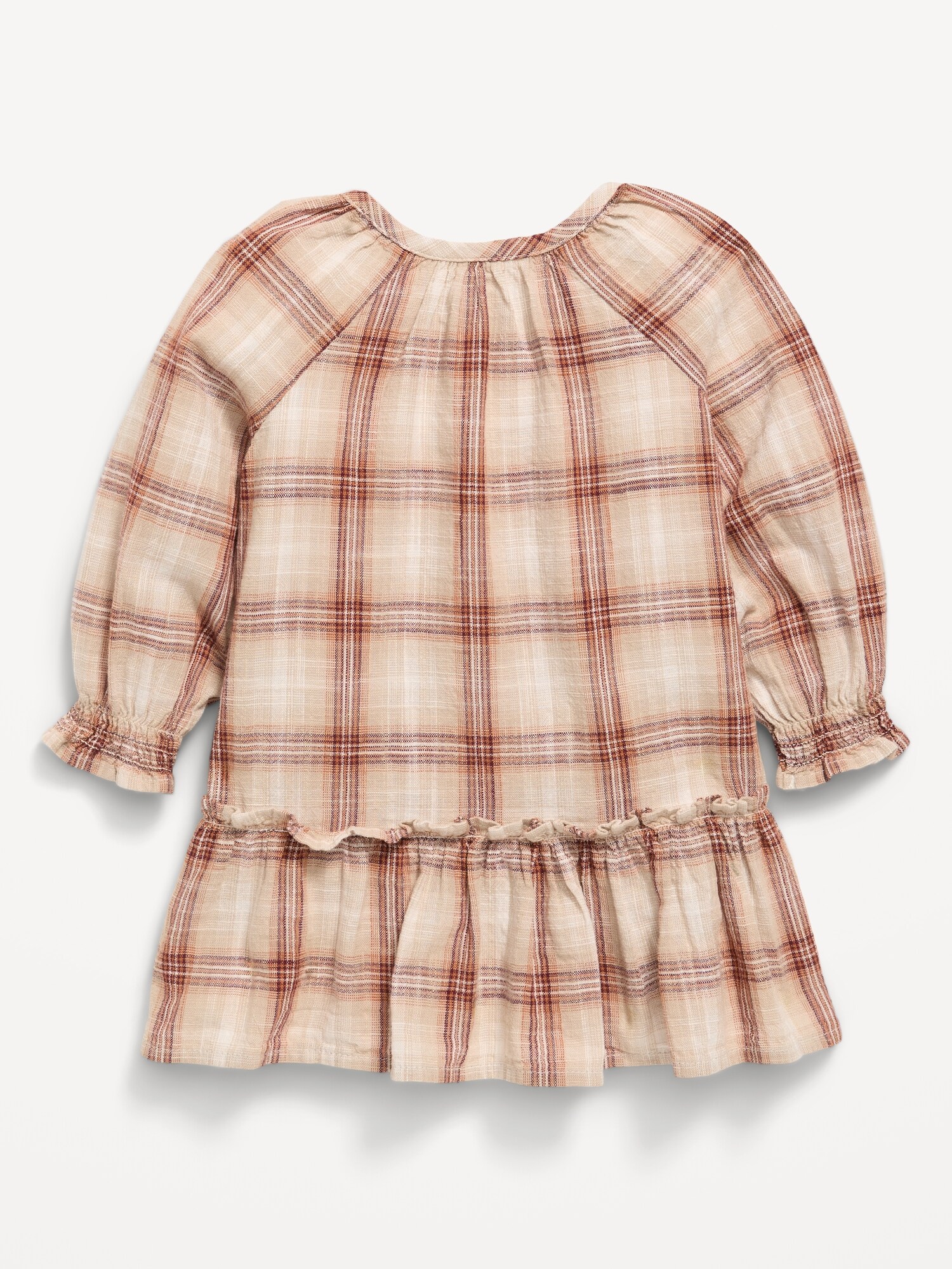 Платье Old Navy Short-Sleeve Plaid Swing Dress для малышей, цвет: Коричневый клетчатый — фото 2