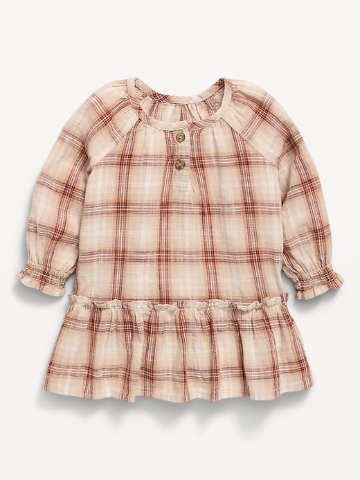 Image number 3 showing, Long-Sleeve Plaid Ruffled Swing Dress for Baby