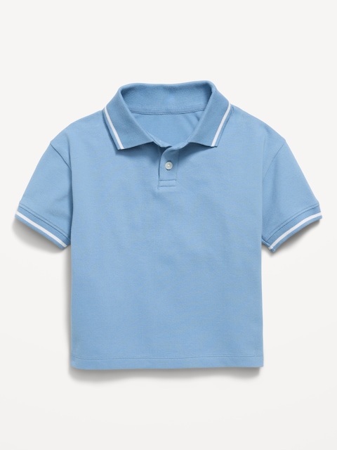 Oversized Short-Sleeve Pique Polo Shirt for Toddler Boys