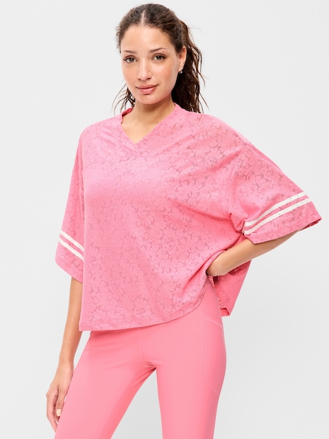 Oversized Cropped Football T-Shirt