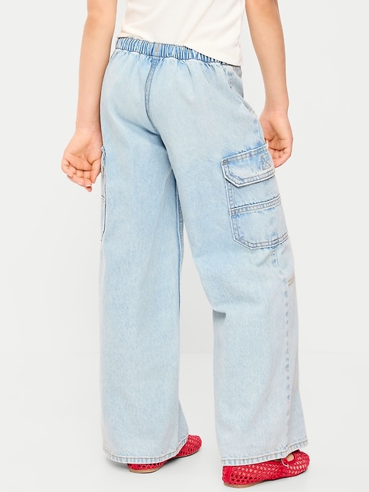 Image number 2 showing, Pull-On Low-Rise Super Baggy Wide-Leg Cargo Jeans for Girls