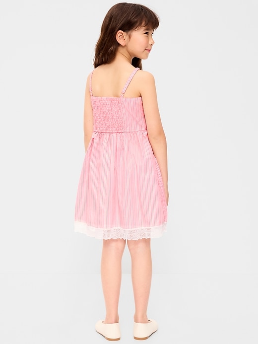 Image number 2 showing, Sleeveless Fit and Flare Striped Lace-Trim Dress for Girls