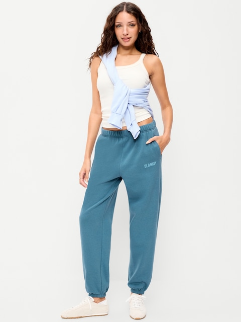 High-Waisted Cinched-Ankle Sweatpants