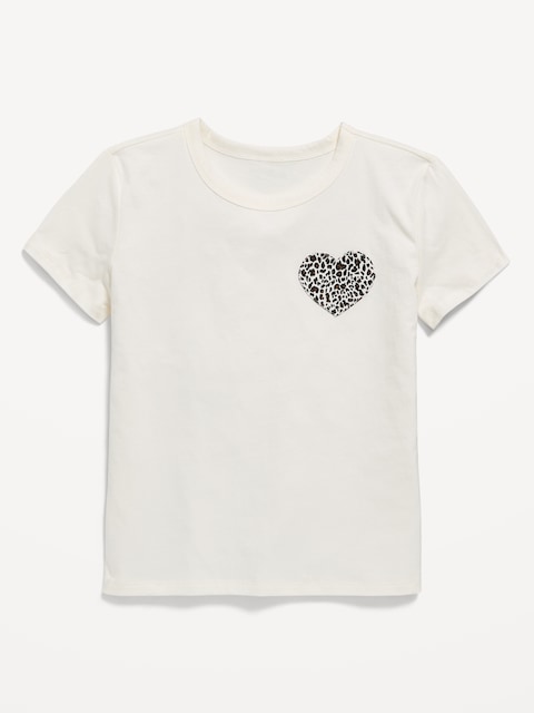 Softest Short-Sleeve Heart-Pocket T-Shirt for Girls