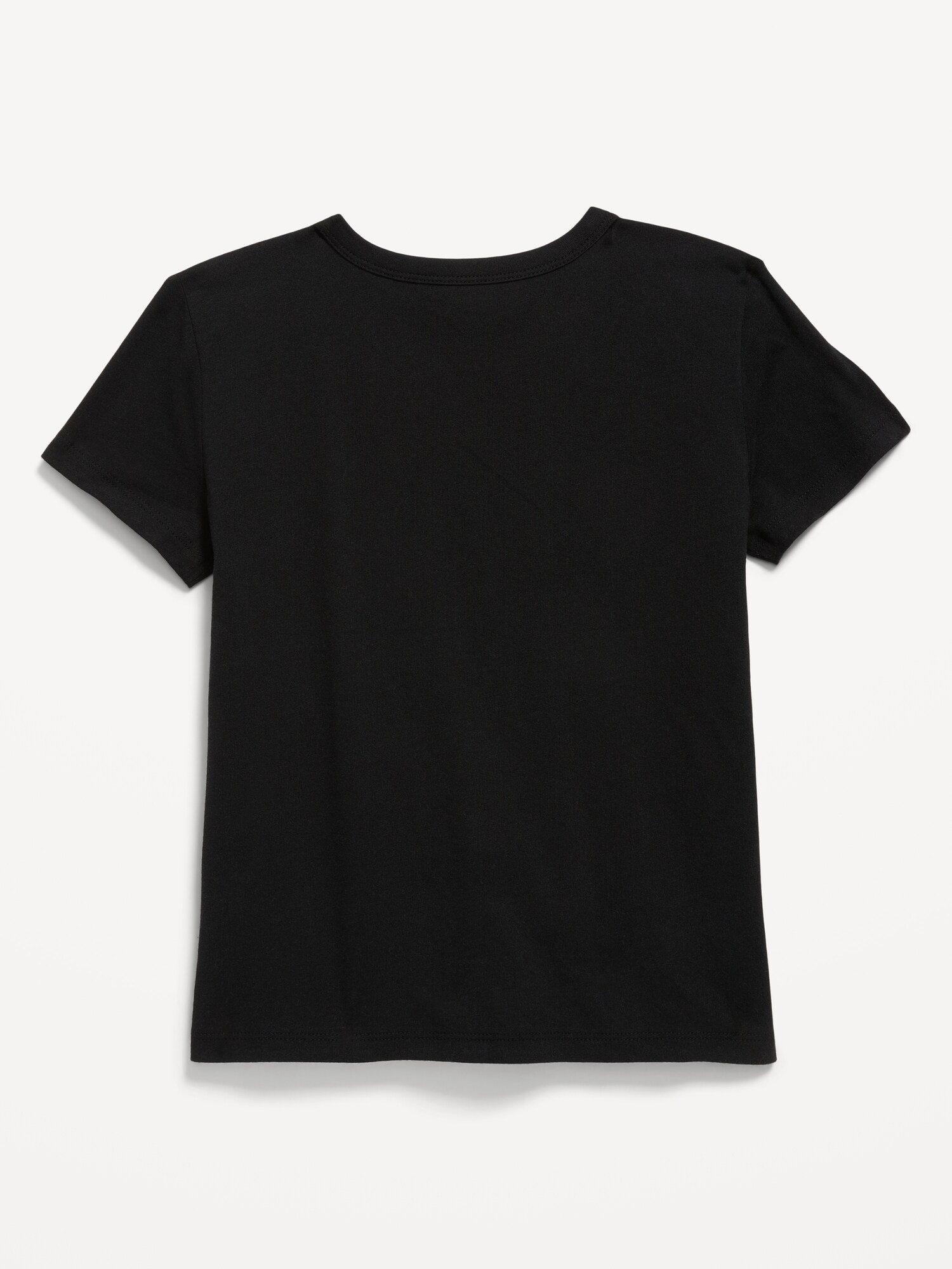 Футболка Old Navy Softest Short-Sleeve Heart-Pocket T-Shirt для девочек, цвет: Чёрный леопардовый — фото 2
