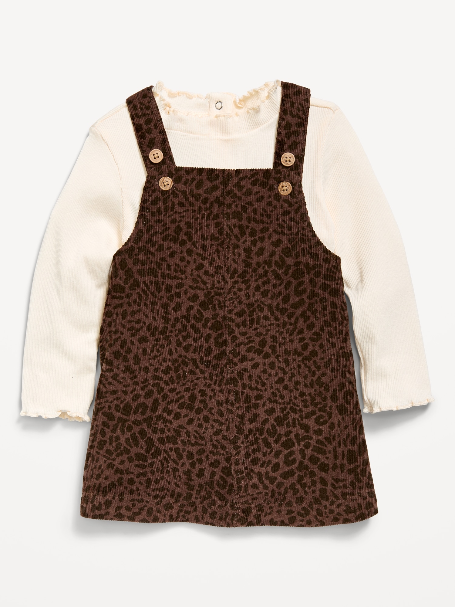 Sleeveless Corduroy Dress and Long-Sleeve Top Set for Baby