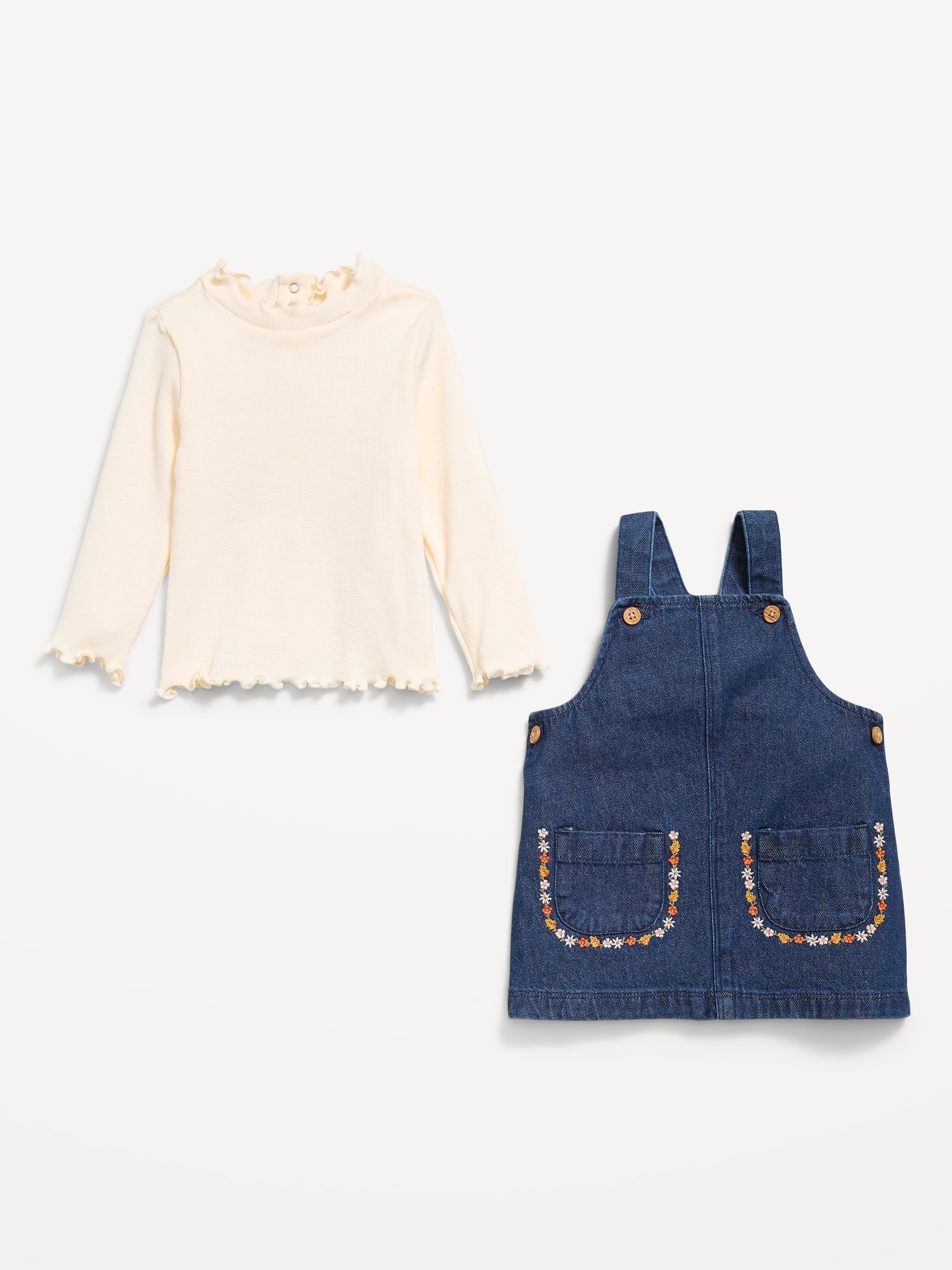 Sleeveless Denim Dress and Long-Sleeve Top Set for Baby