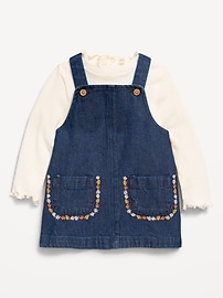 Image number 1 showing, Sleeveless Denim Dress and Long-Sleeve Top Set for Baby
