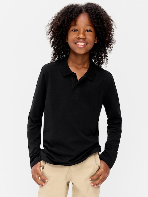 School Uniform Long-Sleeve Polo Shirt for Boys