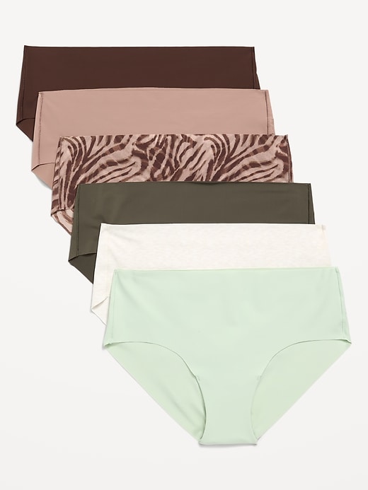 Image number 1 showing, Low-Rise No-Show Hipster Underwear 6-Pack