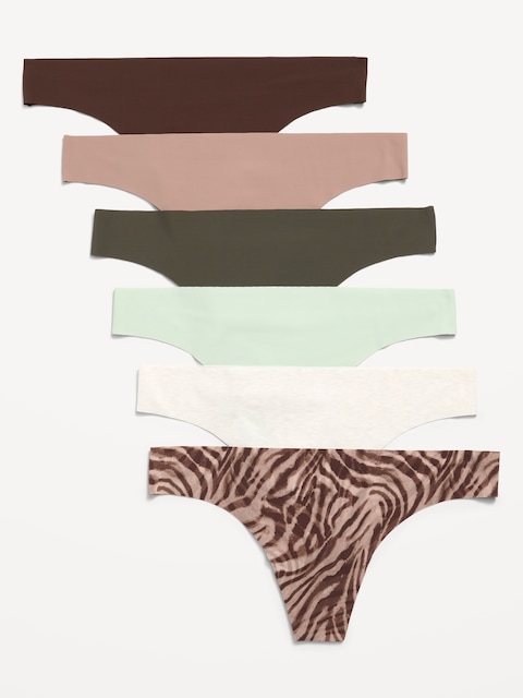 Low-Rise No-Show Thong Underwear 6-Pack