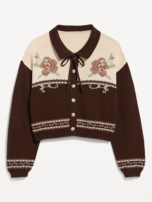 Image number 1 showing, Seaside Cotton Tie-Front Collared Cardigan