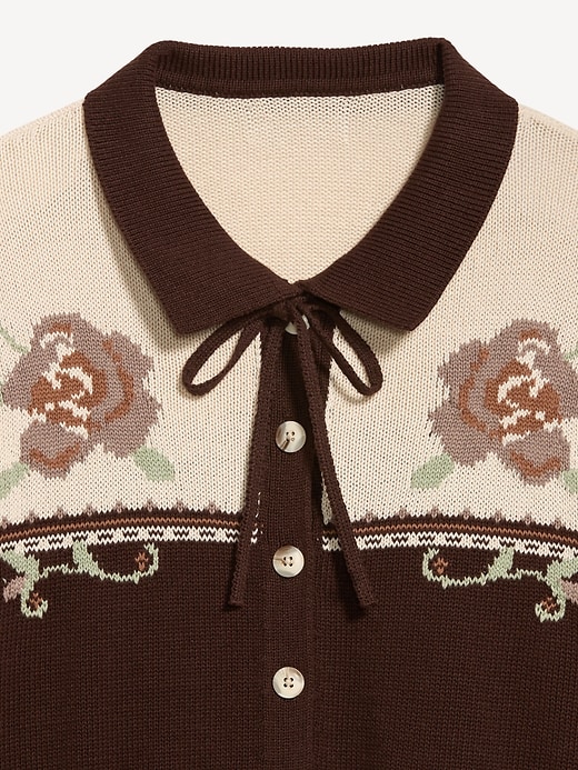 Image number 3 showing, Seaside Cotton Tie-Front Collared Cardigan