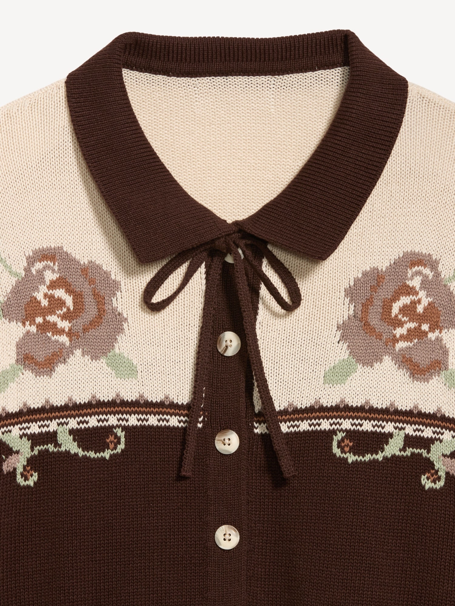 Seaside Cotton Tie-Front Collared Cardigan