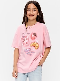 Image number 1 showing, Oversized Short-Sleeve Graphic Tunic T-Shirt for Girls