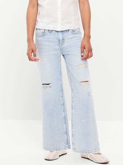 Image number 1 showing, High-Waisted Ripped Baggy Wide-Leg Jeans for Girls