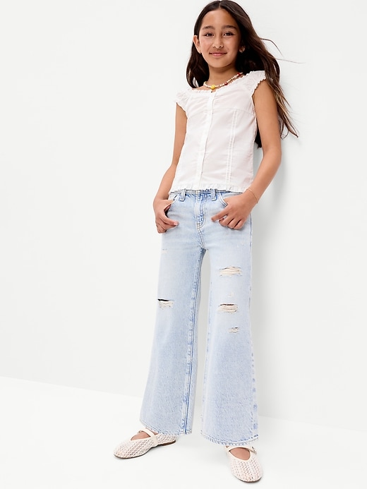 Image number 3 showing, High-Waisted Ripped Baggy Wide-Leg Jeans for Girls