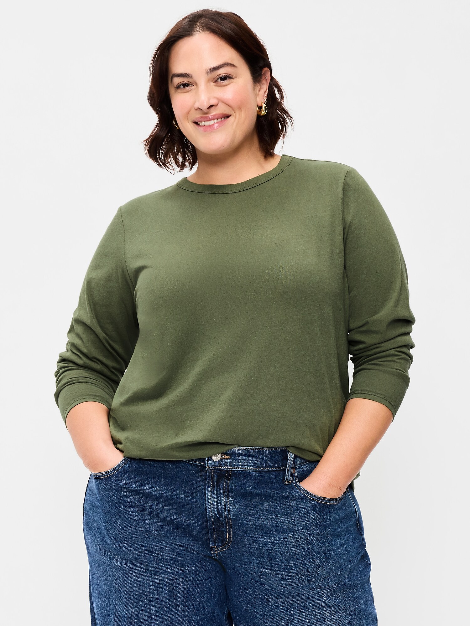 Женская футболка Old Navy EveryWear Long-Sleeve T-Shirt, цвет: Alpine Tundra — фото 6