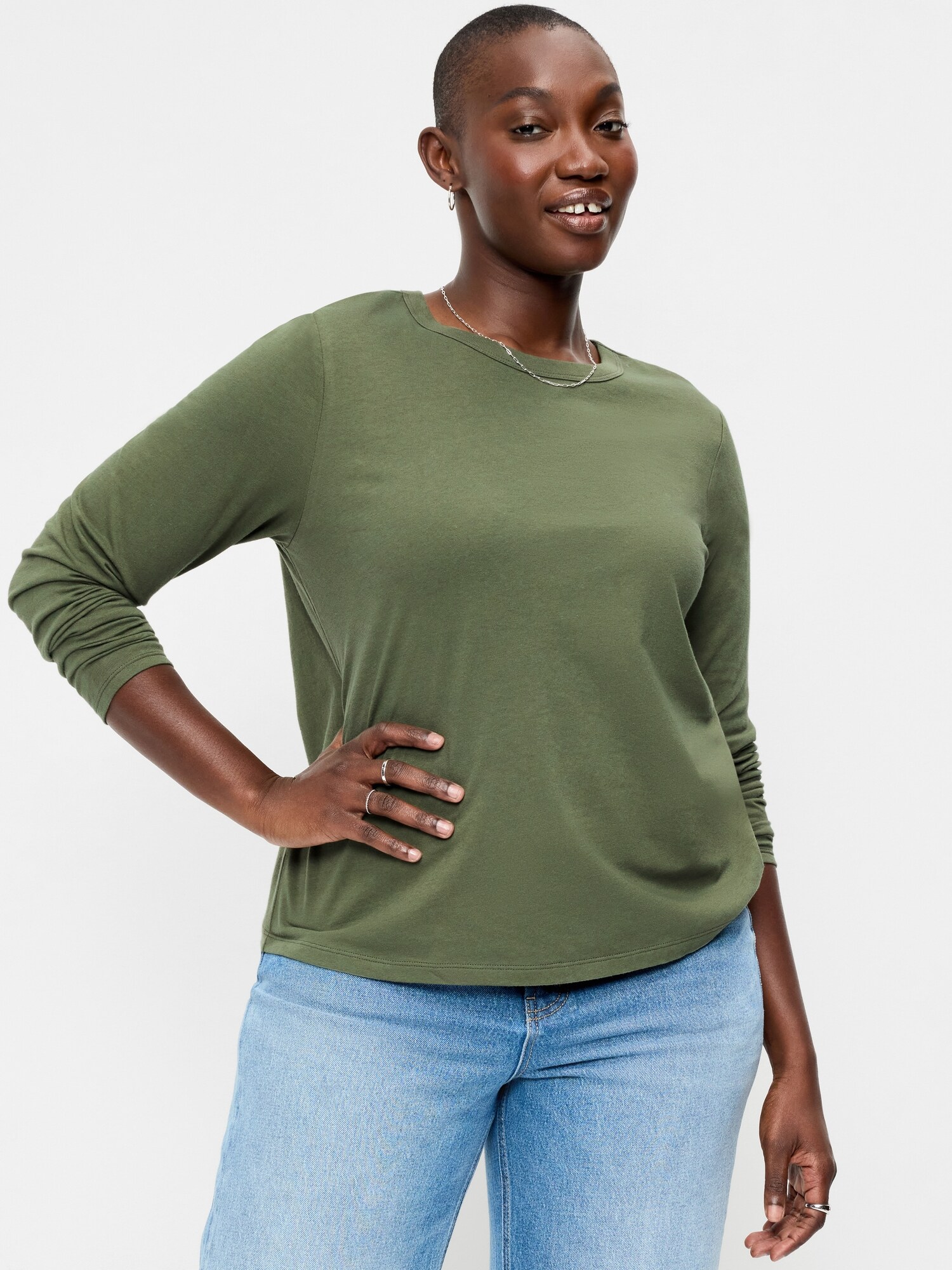 Женская футболка Old Navy EveryWear Long-Sleeve T-Shirt, цвет: Alpine Tundra — фото 4