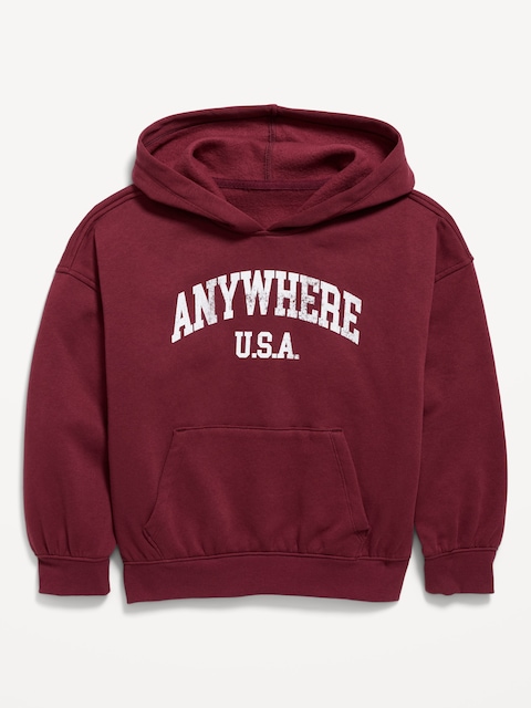 Oversized Graphic Pullover Hoodie for Girls