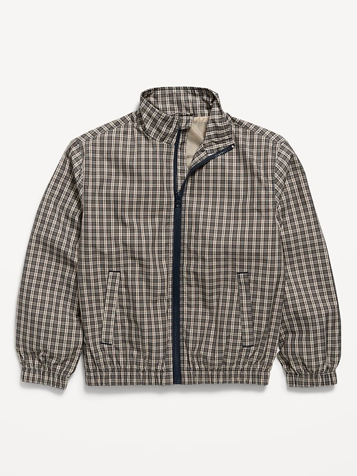 Image number 1 showing, Water-Resistant Plaid Full-Zip Windbreaker for Boys