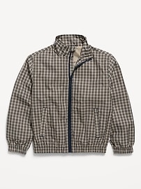 Image number 1 showing, Water-Resistant Plaid Full-Zip Windbreaker for Boys