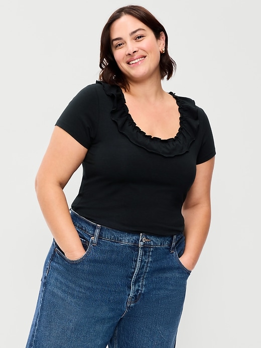 Image number 7 showing, Lettuce-Edge Scoop-Neck Top