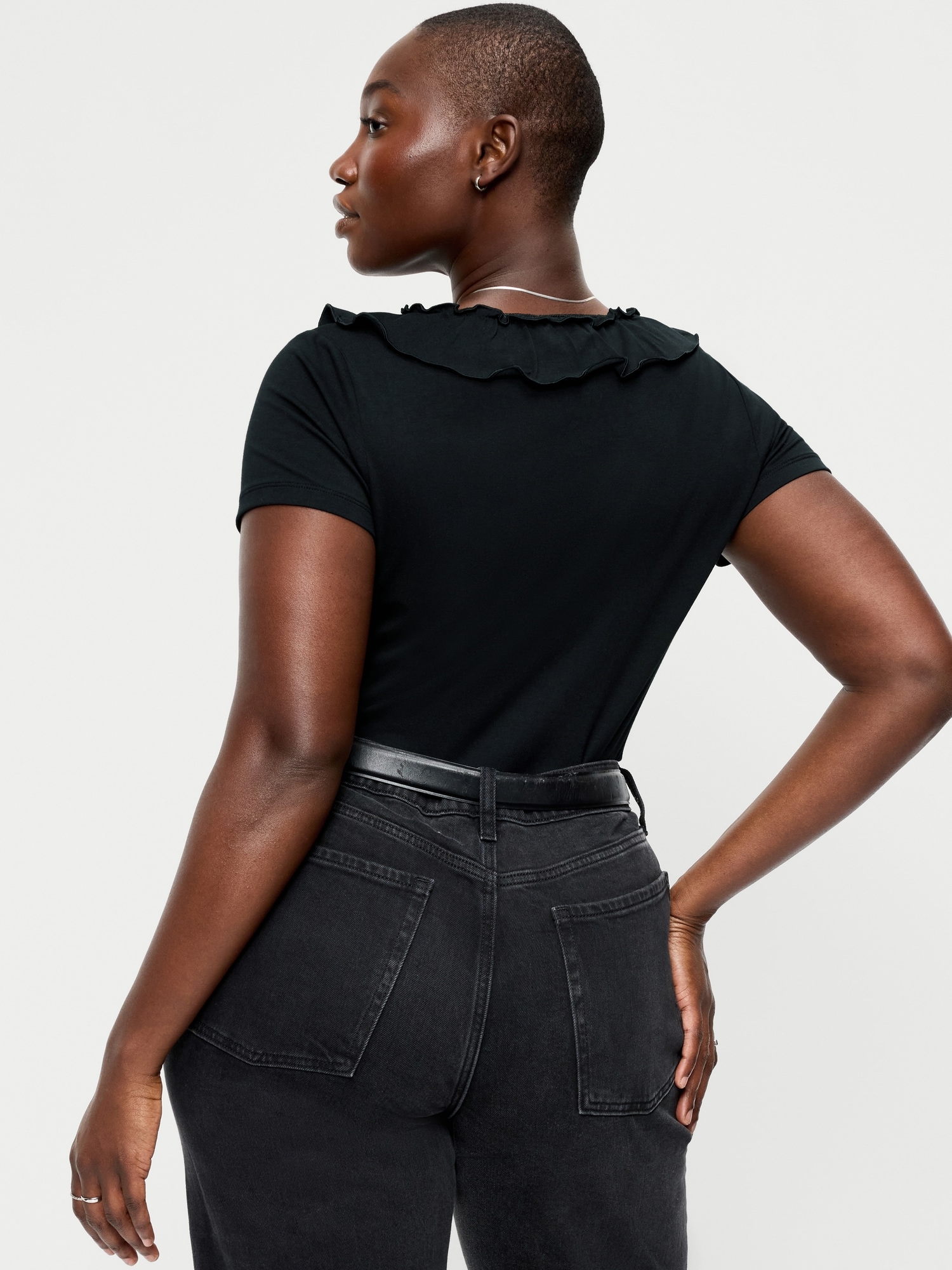 Lettuce-Edge Scoop-Neck Top