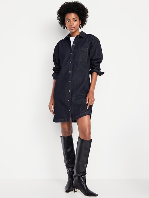 old navy dark denim dress Old Navy Dark Denim Mini Dress