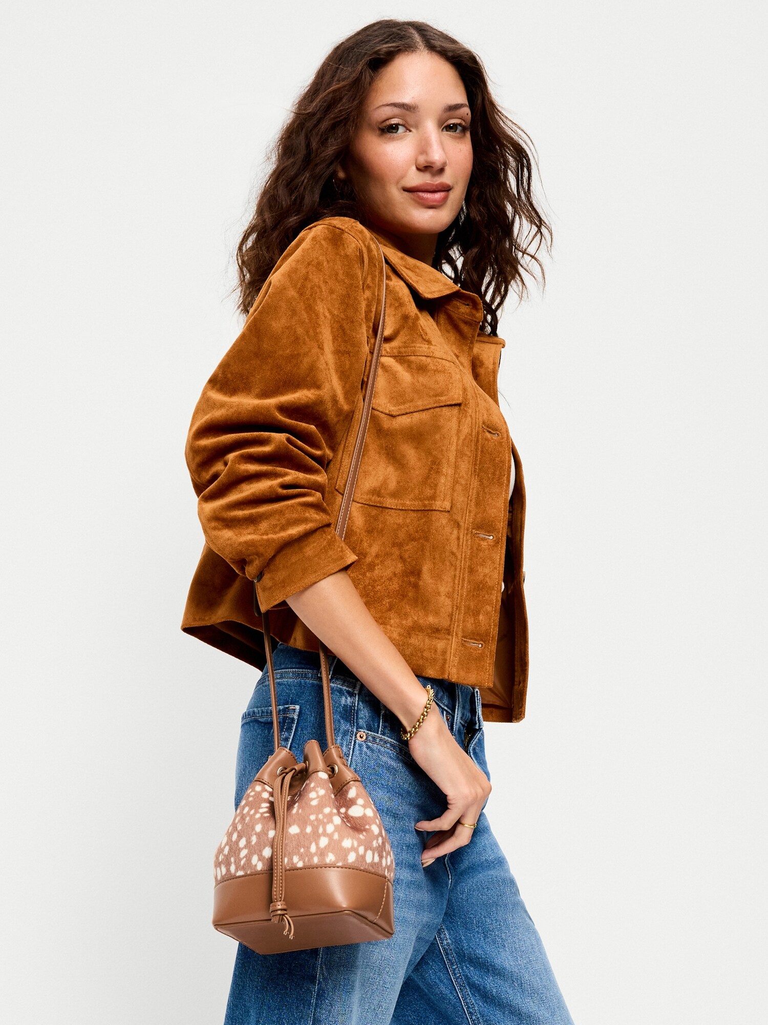 Женская сумка Old Navy Drawstring Fringe Bucket, цвет: Bambi — фото 2
