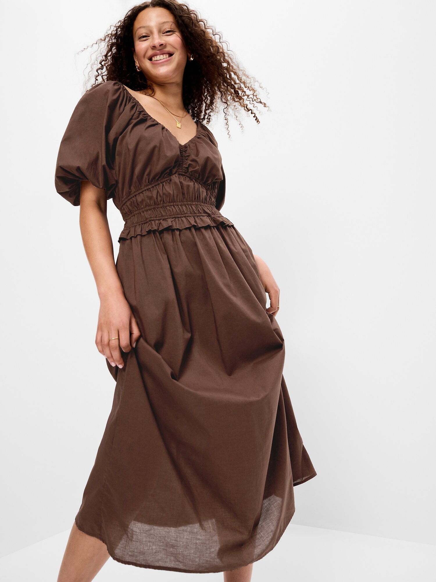 Женское платье Old Navy Fit & Flare Prairie Midi, цвет: Earthen — фото 3