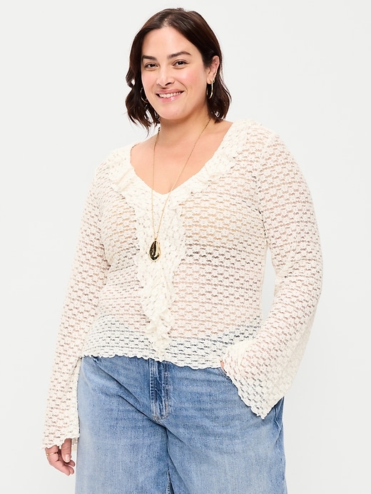 Image number 6 showing, Fitted Bell-Sleeve Ruffle Top