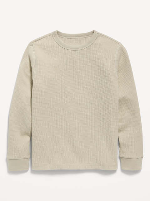 Long-Sleeve Waffle-Knit T-Shirt for Boys