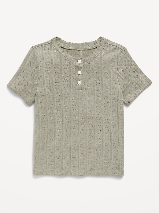 Image number 1 showing, Cozy Short-Sleeve Pointelle-Knit Top for Toddler Girls