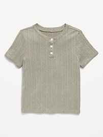 Image number 1 showing, Cozy Short-Sleeve Pointelle-Knit Top for Toddler Girls