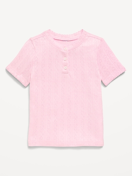 Image number 1 showing, Cozy Short-Sleeve Pointelle-Knit Top for Toddler Girls