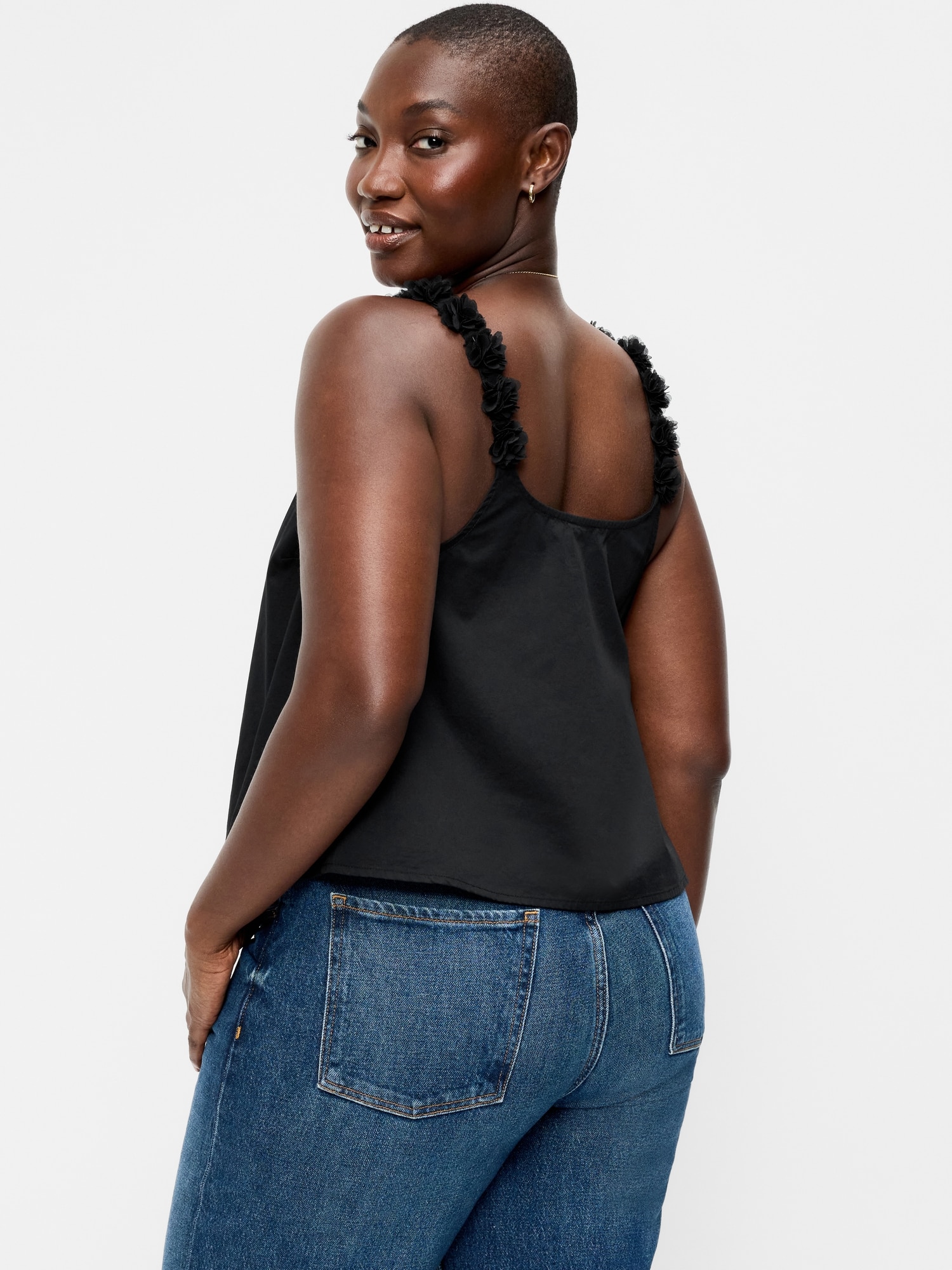Rosette-Strap Tank Top