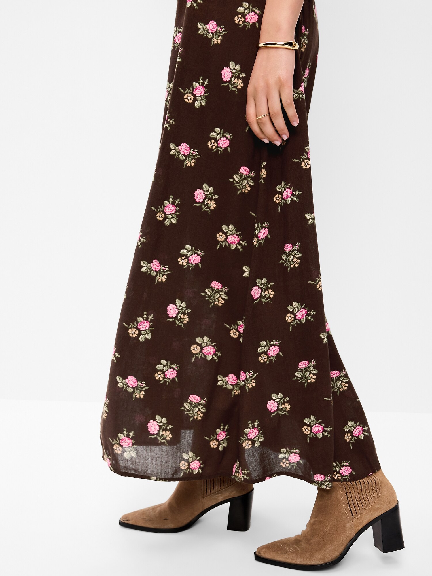 Женское платье Old Navy Ruffle-Collar Boho Maxi, цвет: Коричневый с принтом — фото 5