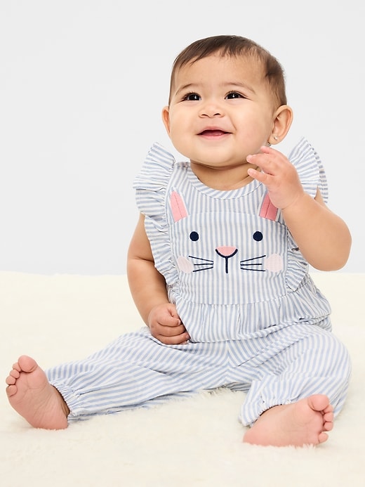 Image number 1 showing, Sleeveless Ruffle-Trim One-Piece for Baby