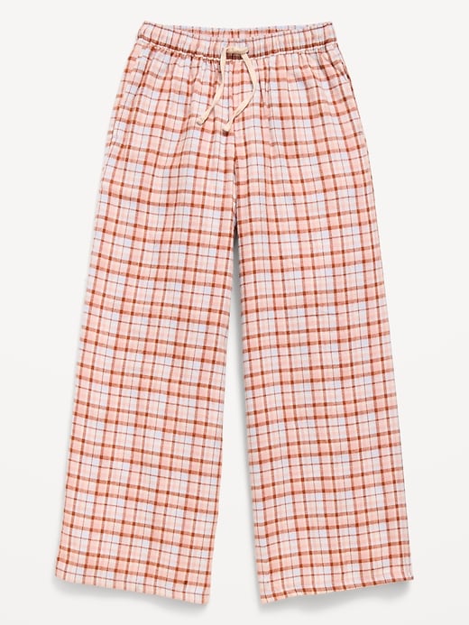Image number 1 showing, Pull-On Wide-Leg Flannel Plaid Pants for Girls