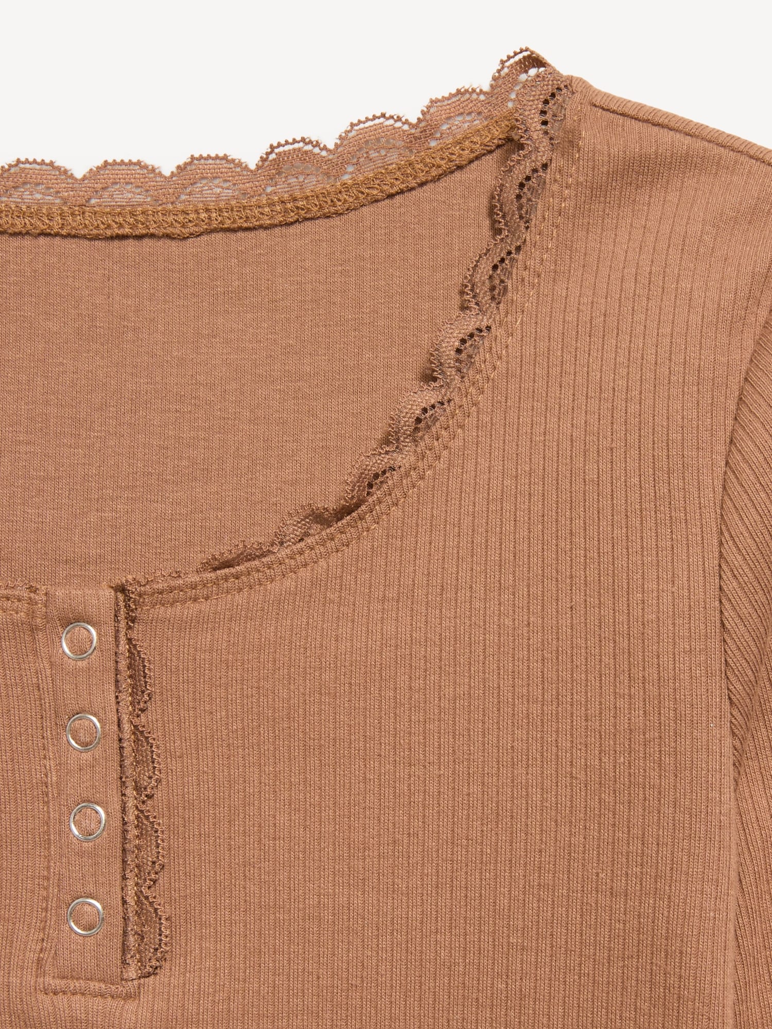 Long-Sleeve Ribbed Henley T-Shirt for Girls